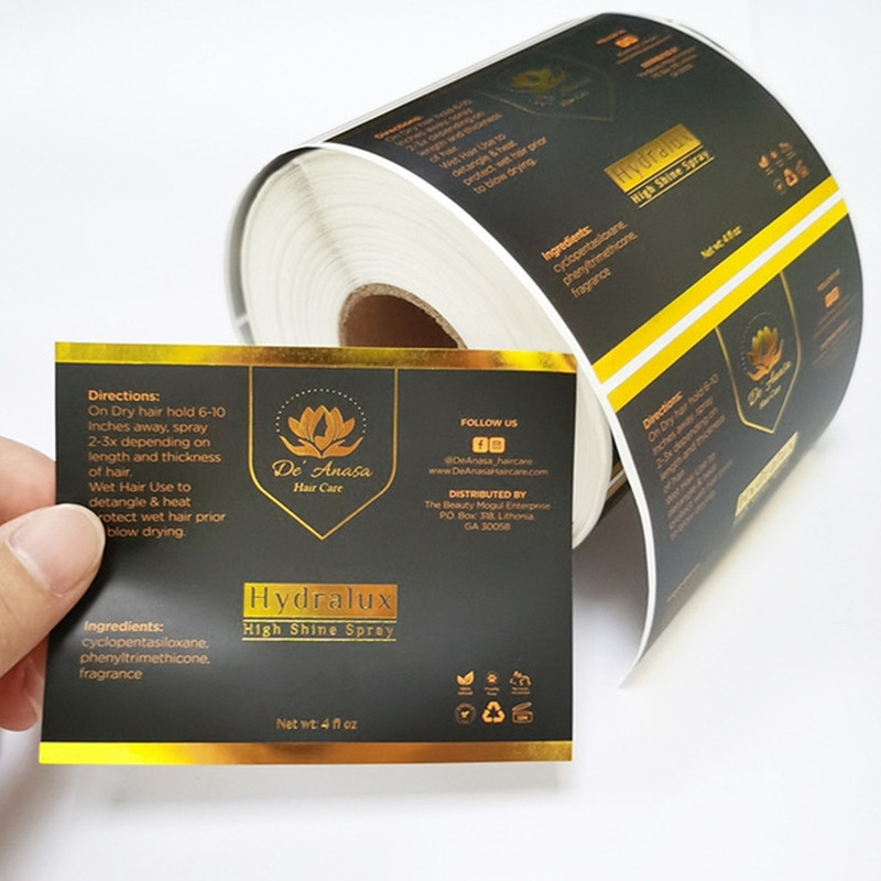Hair Care Logo - Stiker sampo rambut Foil hitam dan