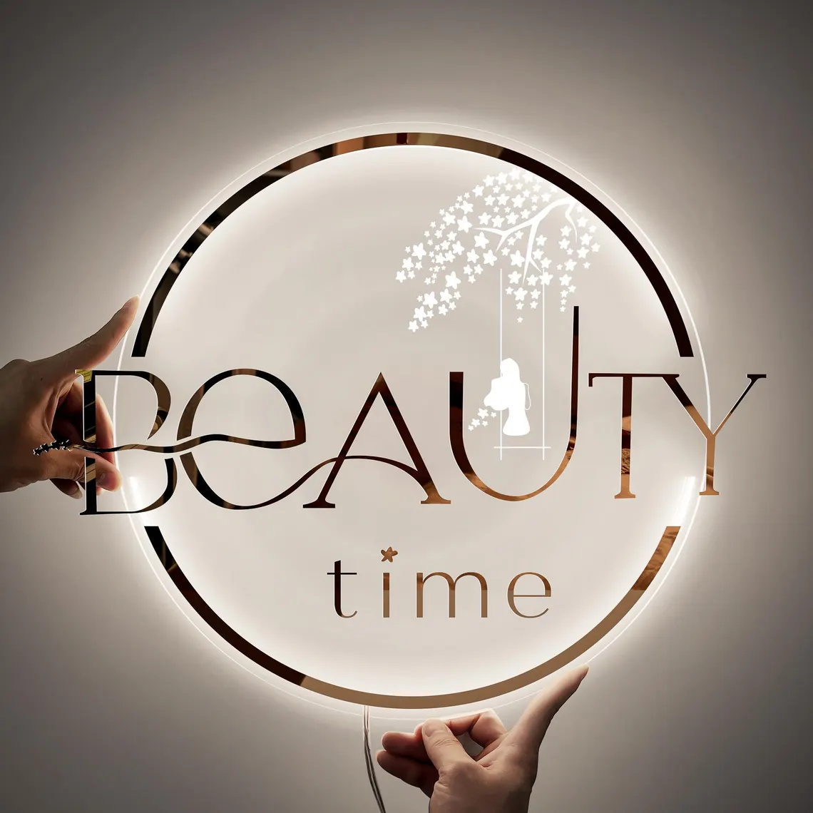 Hair Care Logo - Papan Logo LED Custom, Papan Resepsi