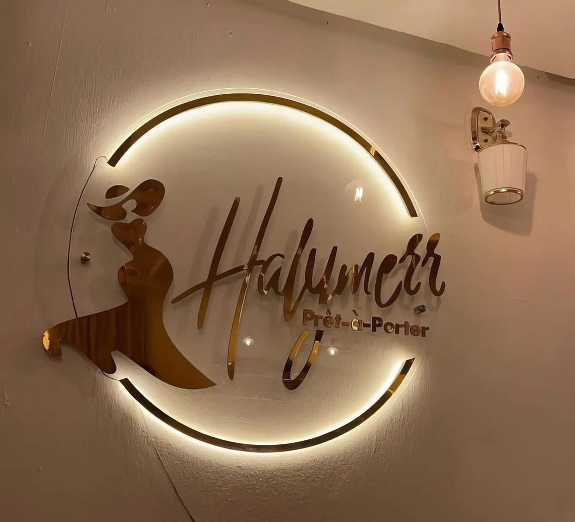 Papan Logo LED Custom, Papan R - Hair Care Logo ulasan dan harga